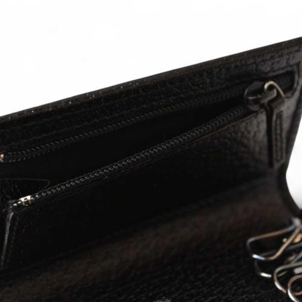 Gucci Outlet Key Case Key Holder 6-stacks Pigskin Sherry Line Black 033 - Picture 6 of 9
